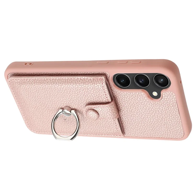 Pour Samsung Galaxy A55 5G Case Dessin Type de Carte Slots Litchi Texture en Cuir Couverture Couvert - or Rose