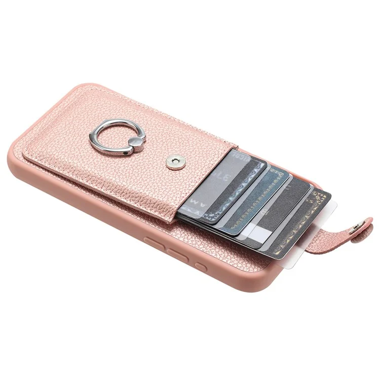 Pour Samsung Galaxy A55 5G Case Dessin Type de Carte Slots Litchi Texture en Cuir Couverture Couvert - or Rose