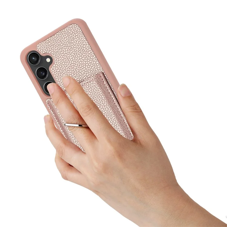 Pour Samsung Galaxy A55 5G Case Dessin Type de Carte Slots Litchi Texture en Cuir Couverture Couvert - or Rose