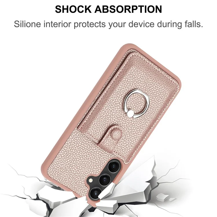 Pour Samsung Galaxy A55 5G Case Dessin Type de Carte Slots Litchi Texture en Cuir Couverture Couvert - or Rose