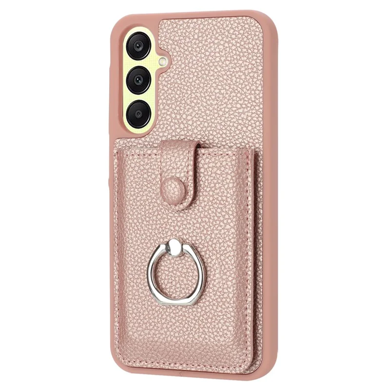 Pour Samsung Galaxy A25 5G (global) (161,0 x 76,5 x 8,3 Mm) Dessin de Type Type de Type Cartes Coubelle en Cuir Couverture Arrière Avec Bague - or Rose