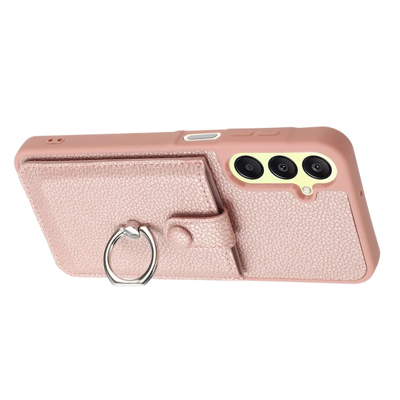 Pour Samsung Galaxy A25 5G (global) (161,0 x 76,5 x 8,3 Mm) Dessin de Type Type de Type Cartes Coubelle en Cuir Couverture Arrière Avec Bague - or Rose