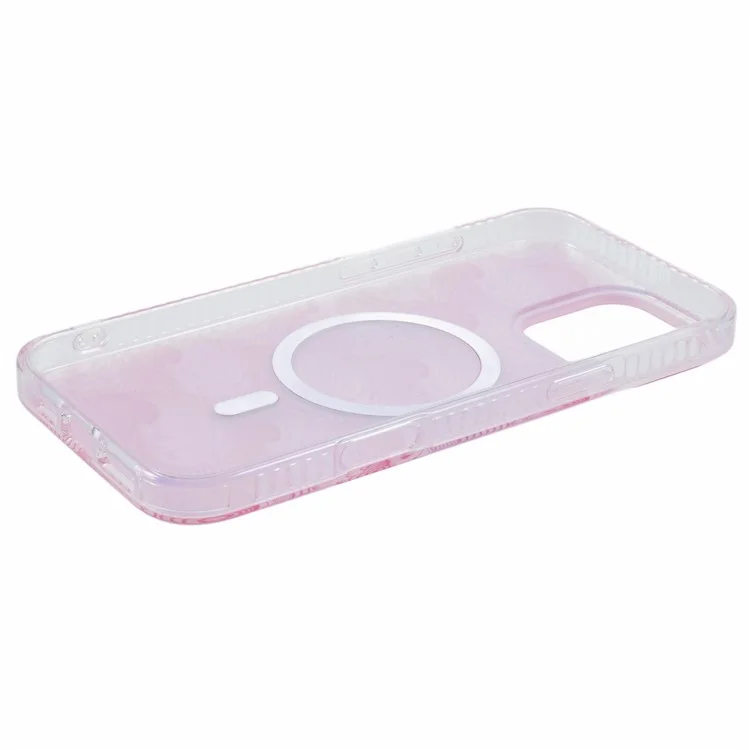 Pour Iphone 16 Pro Case Compatible Avec Magsafe Sea Waves IMD Tpu + Acrylique Téléphone - Rose