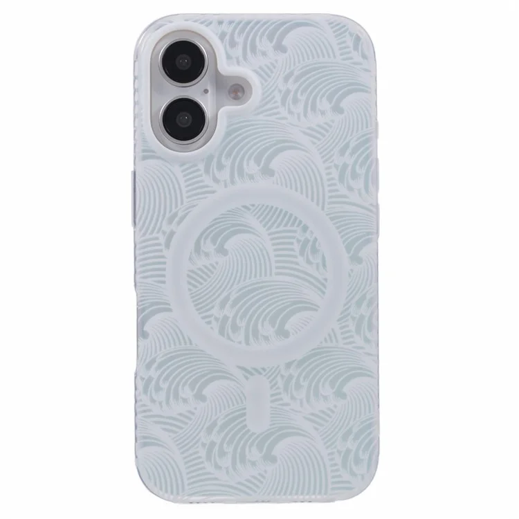 Pour Iphone 16 Plus Case Compatible Avec Magsafe Sea Waves IMD Tpu + Acrylique Téléphone Couverture - Blanc