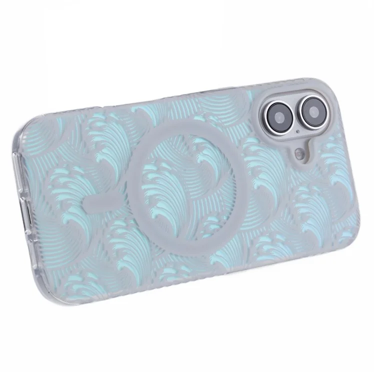 Pour Iphone 16 Plus Case Compatible Avec Magsafe Sea Waves IMD Tpu + Acrylique Téléphone Couverture - Blanc