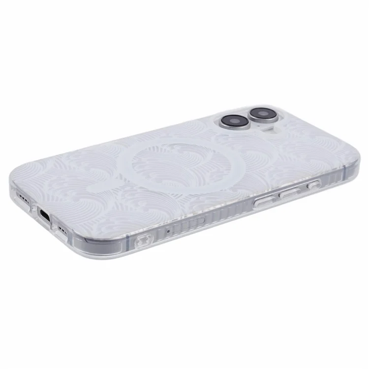 Pour Iphone 16 Plus Case Compatible Avec Magsafe Sea Waves IMD Tpu + Acrylique Téléphone Couverture - Blanc