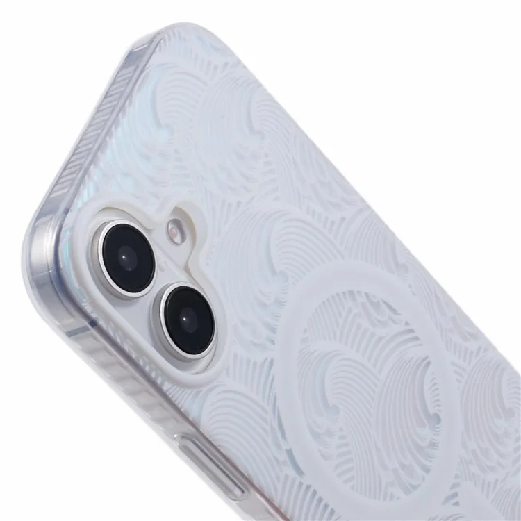 Pour Iphone 16 Plus Case Compatible Avec Magsafe Sea Waves IMD Tpu + Acrylique Téléphone Couverture - Blanc