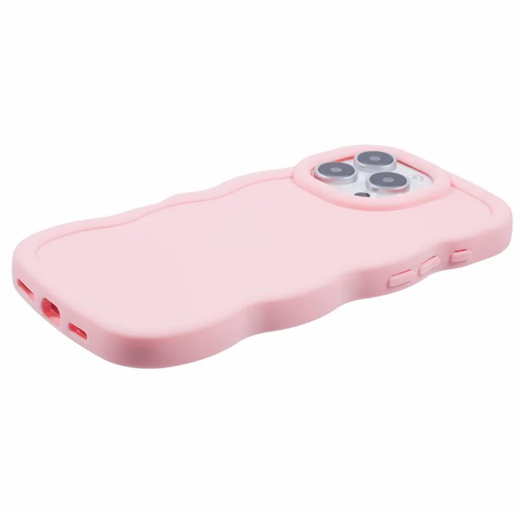 XL -serie Für Iphone 16 Pro Case TPU Protective Phone Cover Einzigartiger Curly Wave Frame - Rosa