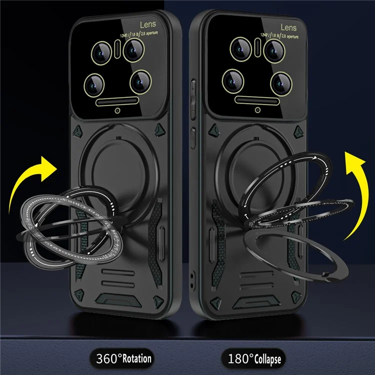 For Xiaomi 14 Ultra Case Rotating Magnetic Kickstand PC+TPU Phone Cover - Black