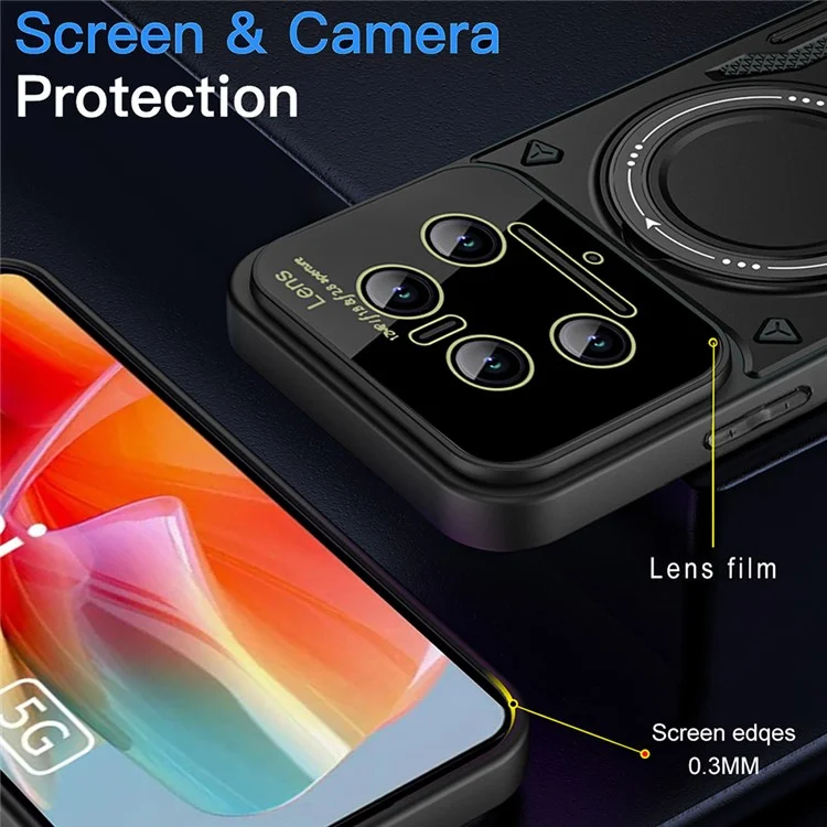 For Xiaomi 14 Ultra Case Rotating Magnetic Kickstand PC+TPU Phone Cover - Black