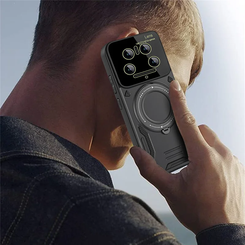 For Xiaomi 14 Ultra Case Rotating Magnetic Kickstand PC+TPU Phone Cover - Purple