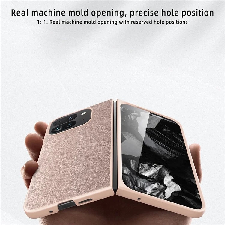 Для чехла Google Pixel Fold 2 Litchi Texture Leather+PC Phone Cover с закалённой стеклянной плёнкой - чёрный