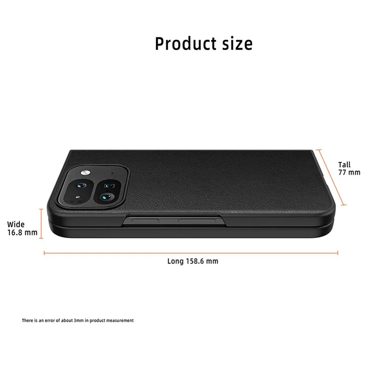 For Google Pixel Fold 2 Case Litchi Texture Leather+PC Phone Cover with Tempered Glass Film - Red