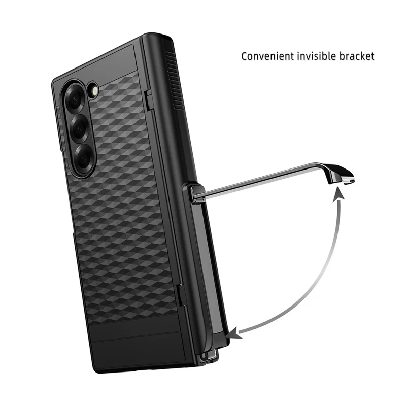 For Samsung Galaxy Z Fold6 5G Case Hinge Kickstand PC Phone Cover with Tempered Glass Film - Blue