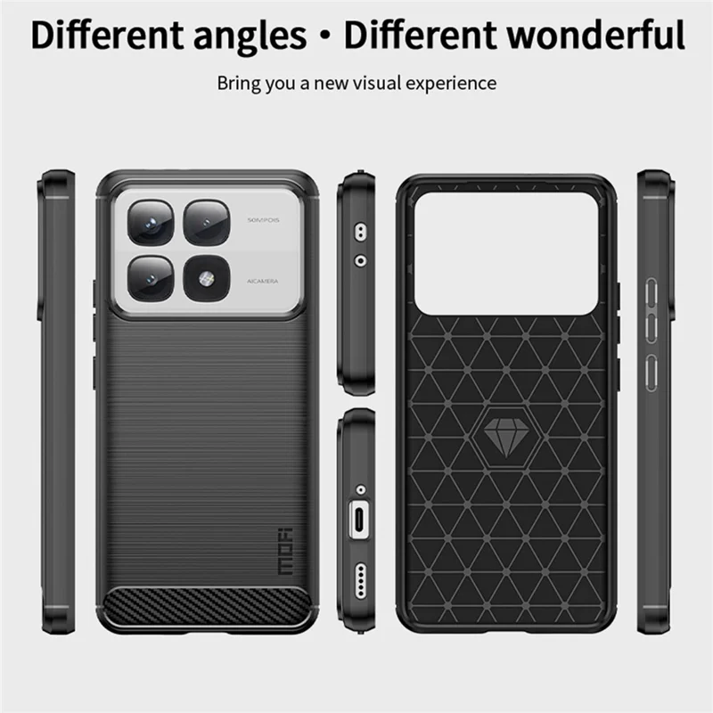 MOFI JK TPU Series-1 For Xiaomi 14T Pro / 14T Case Carbon Fiber Texture TPU Soft Phone Cover - Black