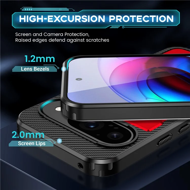 Para Google Pixel 9 / Google Pixel 9 Pro Case TPU+PC Cubierta Del Teléfono Con Correa Para Los Dedos de Silicona - Rojo