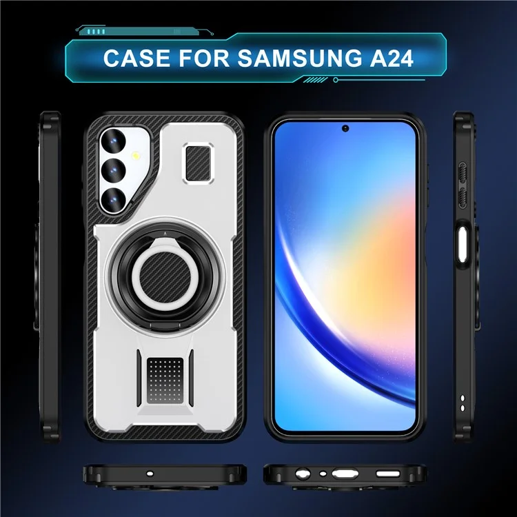 Para Samsung Galaxy A24 4G (162.1 x 77.6 x 8.3 Mm) Caso TPU+PC Teletro Cubierta Con Correa de Los Digares de Silicona - Blanco