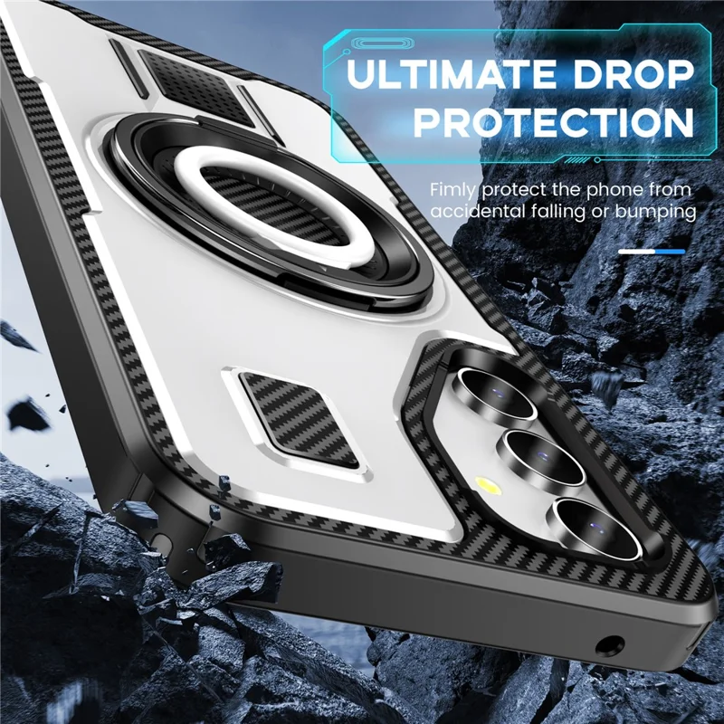 For Samsung Galaxy A54 5G Case TPU+PC Kickstand Phone Cover with Silicone Finger Strap - White