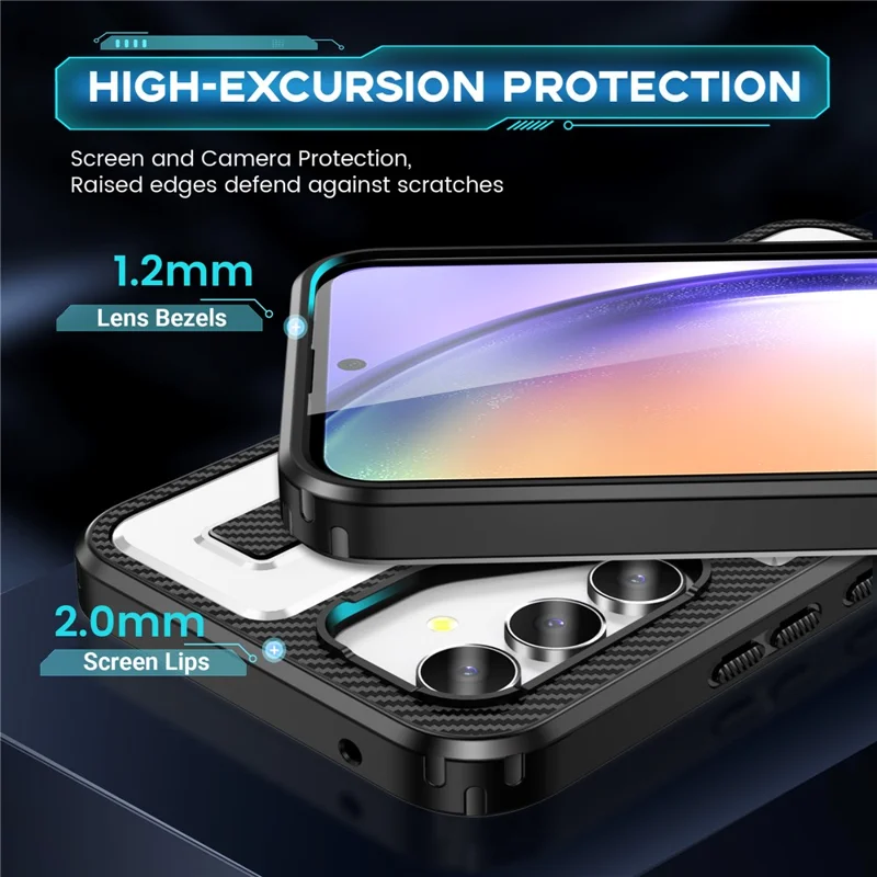 For Samsung Galaxy A54 5G Case TPU+PC Kickstand Phone Cover with Silicone Finger Strap - White