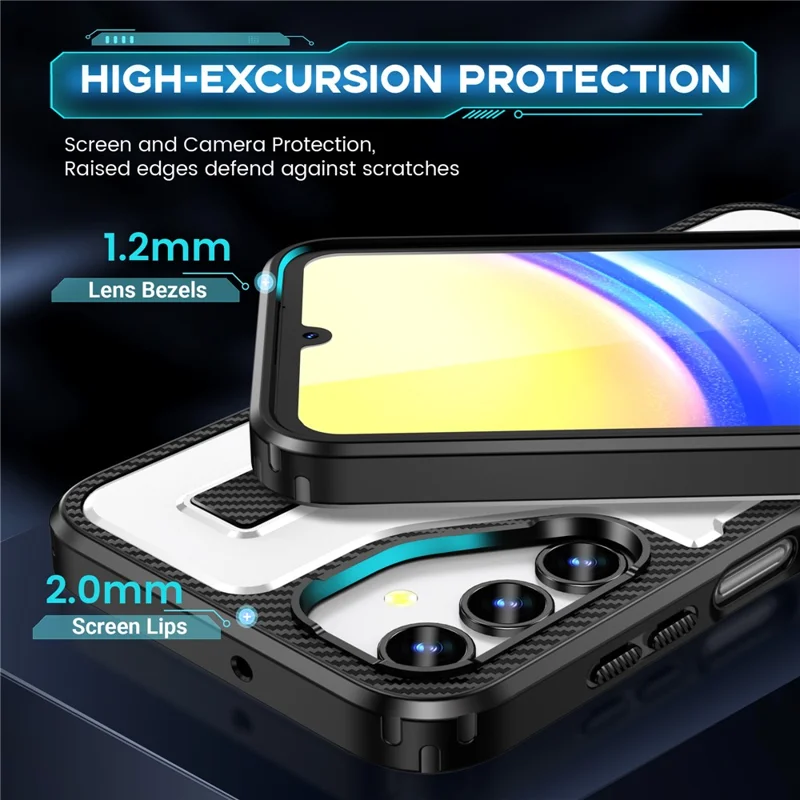 For Samsung Galaxy A15 4G / 5G Case TPU+PC Kickstand Phone Cover with Silicone Finger Strap - White
