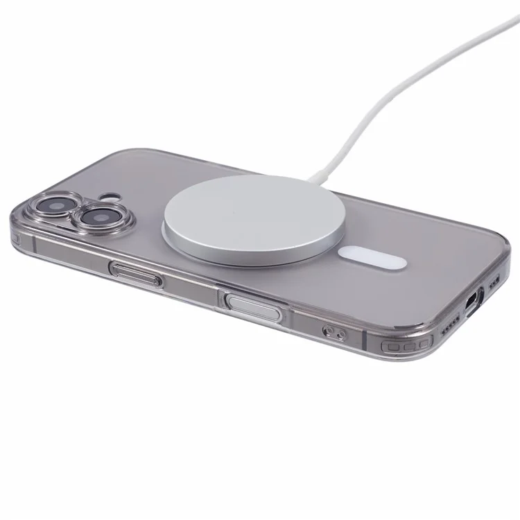 Nível x Para Iphone 16 Case Compatível Com MagSafe Matte Merdered Glass+TPU Tampo - Preto Transparente
