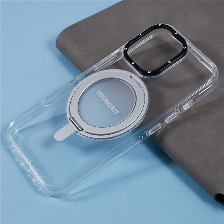 YOUNGKIT For iPhone 16 Case Rotating Magnetic Kickstand TPU+PC Phone Cover