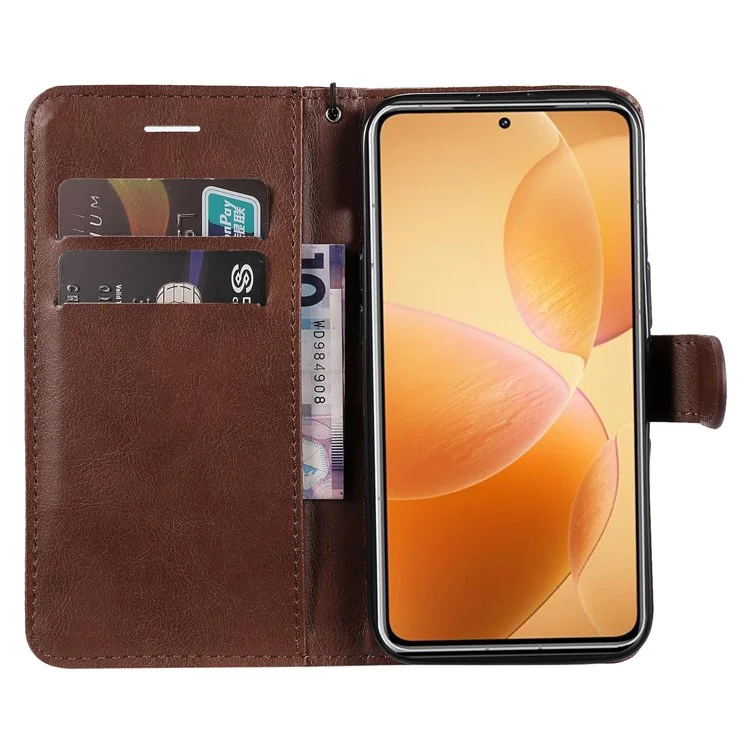 Série KT Leather-2 pour étui de téléphone Xiaomi 14T Pro Couleur unie Étui en cuir Portefeuille Support - Brun