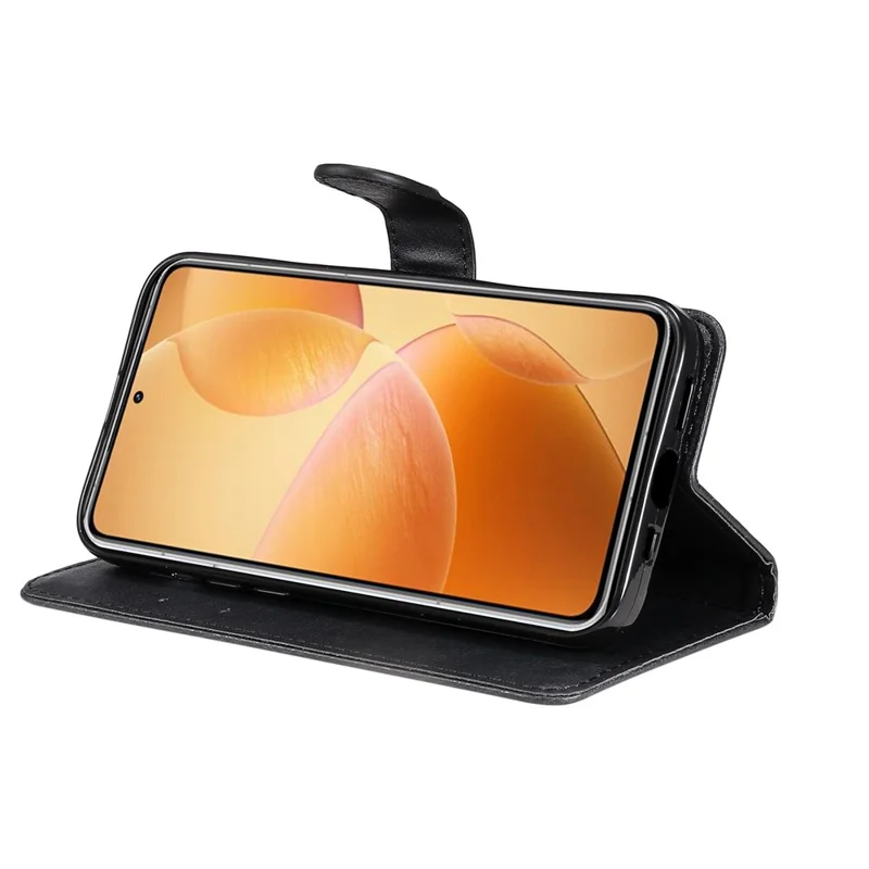 For Xiaomi 14T Pro Case Solid Color Leather Mobile Cover Wallet Stand with Strap - Black