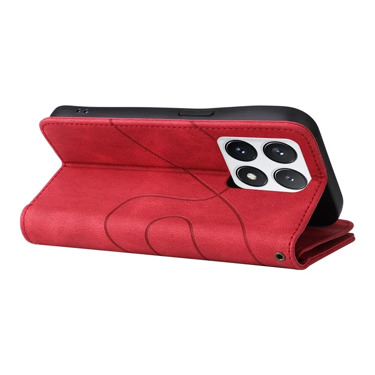 For Xiaomi 14T Pro Leather Case with Strap Zipper 9 Card Slot Phone Cover Stand - Red
