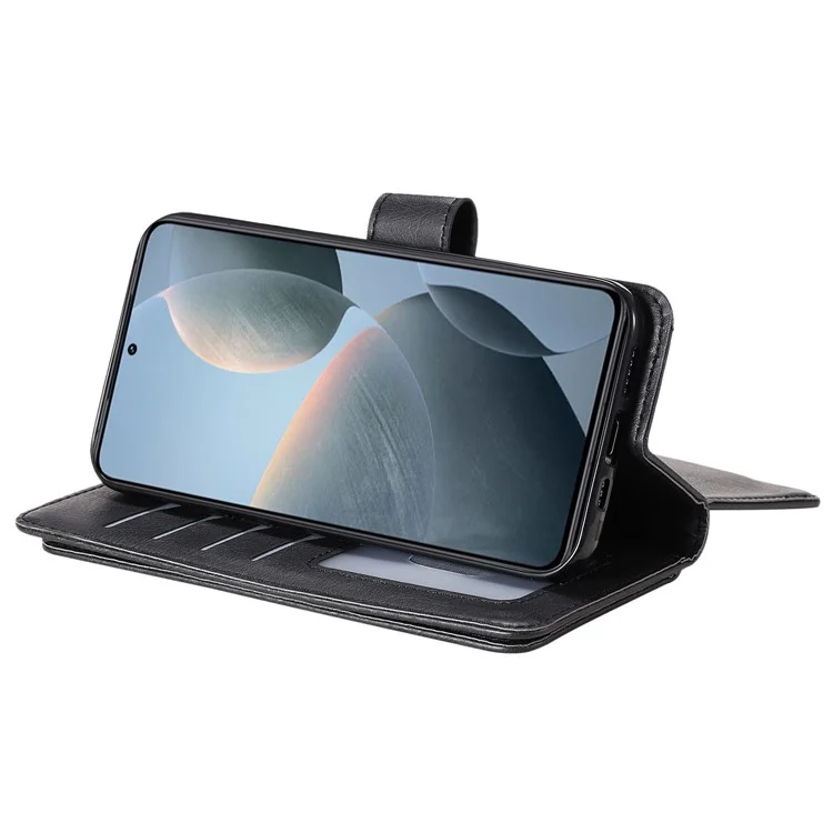 KT Multi-Functional Series-1 Para Xiaomi 14T Pro Case 10 Card Holder Leather Phone Cover Stand - Preto