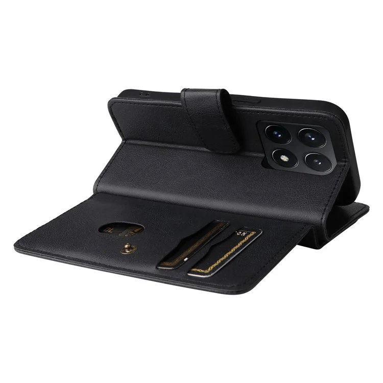 KT Multi-Functional Series-1 Para Xiaomi 14T Pro Case 10 Card Holder Leather Phone Cover Stand - Preto