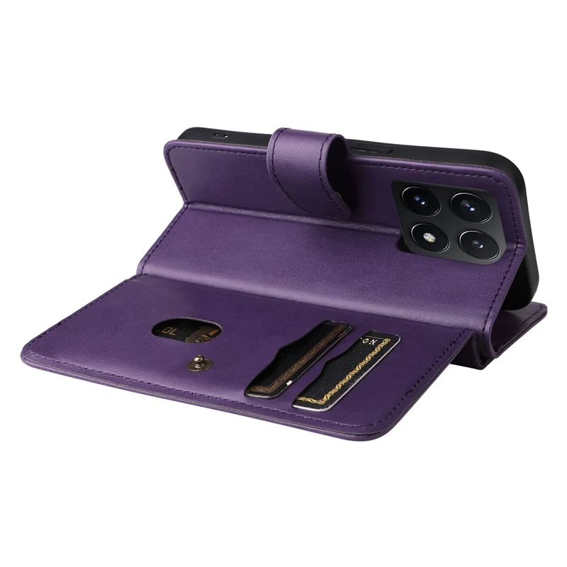 For Xiaomi 14T Pro Leather Case with 10 Card Holder Phone Cover Stand - Purple