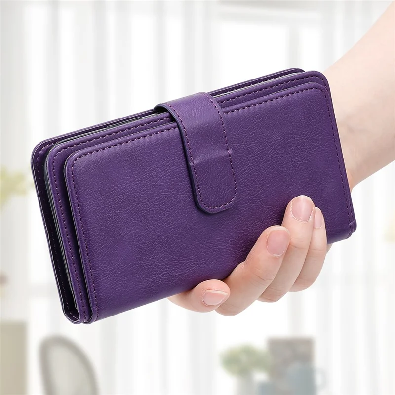 For Xiaomi 14T Pro Leather Case with 10 Card Holder Phone Cover Stand - Purple