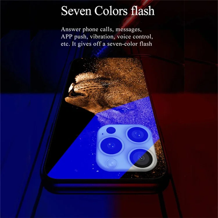 Для Iphone 16 Pro Max Case Case Flash Series Printing Printing Tremed Glass + TPU Combo Phone Case - Лев с Профилем