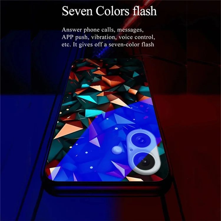 iPhone 16 Hülle Call Flash Series Pattern Printing Gehärtetes Glas + TPU Combo Handyhülle - Farbiger Diamantmuster
