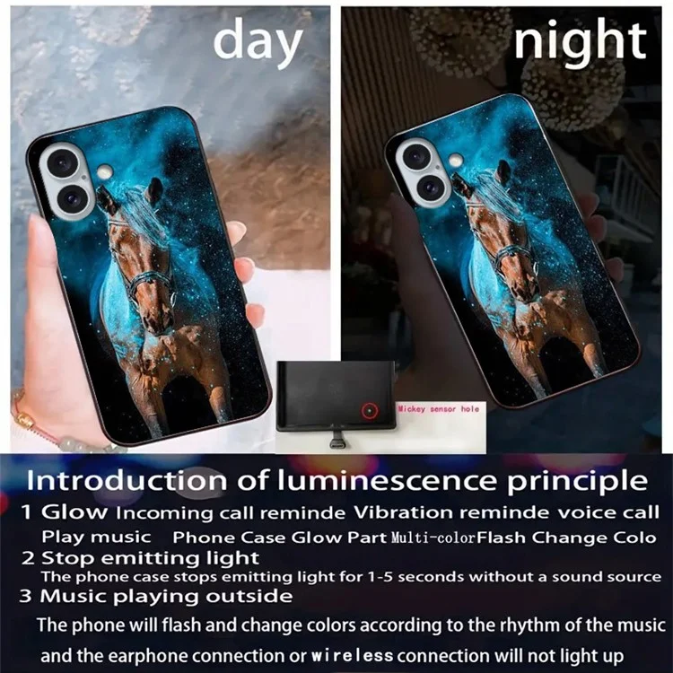 Для Iphone 16 Case Call Flash Series Печать - Звездный Конь