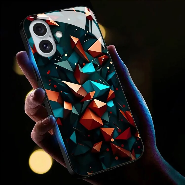 Для Iphone 16 Plus Case Sall Flash Series Printing Printing Tremed Glass + TPU Combo Phone Case - Красочный Алмазный Рисунок