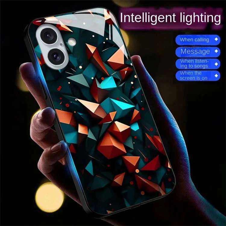 Для Iphone 16 Plus Case Sall Flash Series Printing Printing Tremed Glass + TPU Combo Phone Case - Красочный Алмазный Рисунок