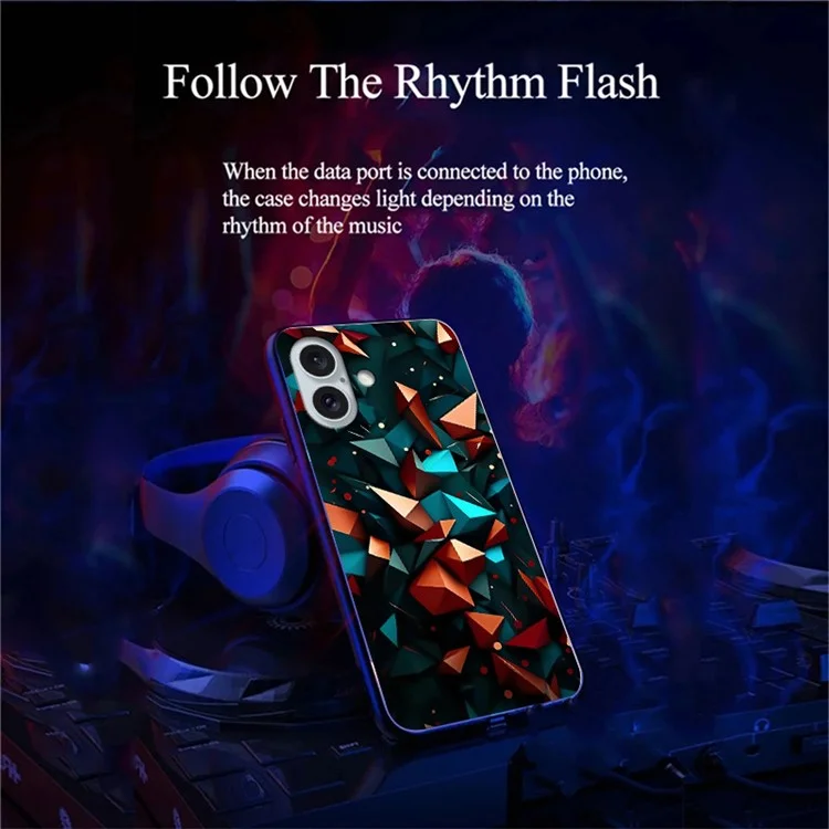 Для Iphone 16 Plus Case Sall Flash Series Printing Printing Tremed Glass + TPU Combo Phone Case - Красочный Алмазный Рисунок
