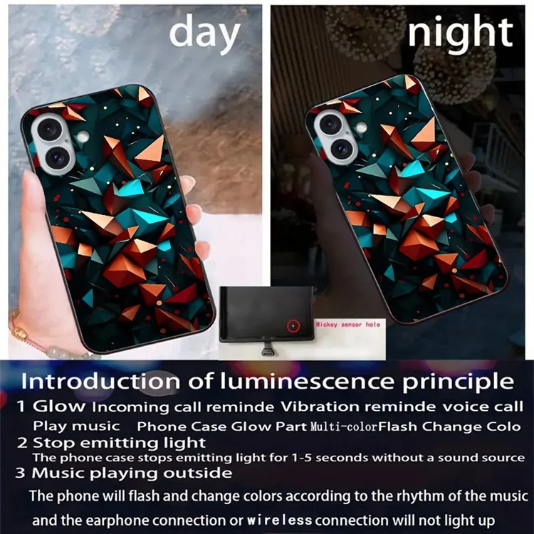 Для Iphone 16 Plus Case Sall Flash Series Printing Printing Tremed Glass + TPU Combo Phone Case - Красочный Алмазный Рисунок