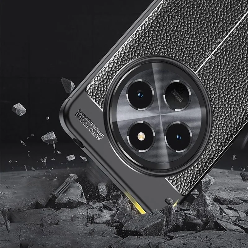 TPU-hoesje met lycheestructuur voor Xiaomi Poco C75 4G / Redmi 14R 5G / 14C 4G, zwart