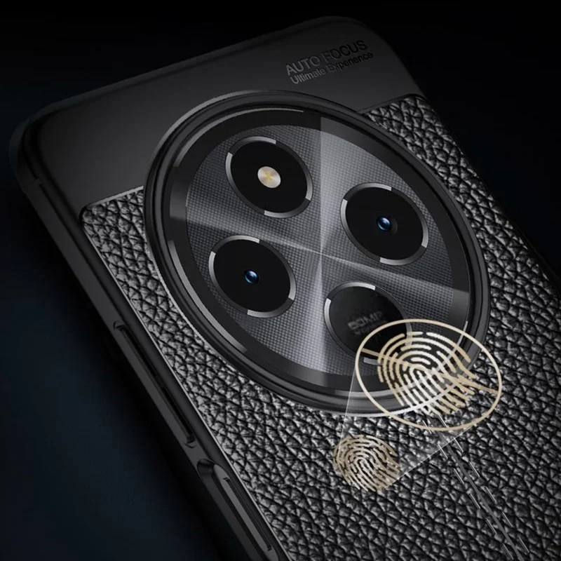 TPU-hoesje met lycheestructuur voor Xiaomi Poco C75 4G / Redmi 14R 5G / 14C 4G, zwart