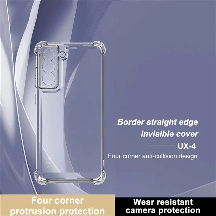 IMAK UX-4 Serie para Samsung Galaxy S21 5G / 4G Funda Straight Frame Four Corner Shockproof Clear TPU Cover