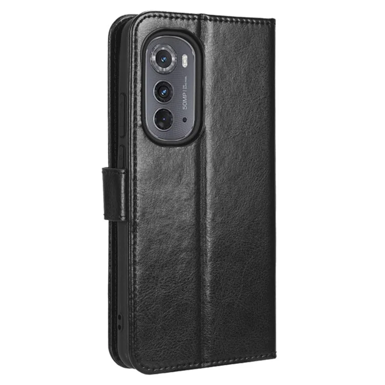 Per Motorola Edge (2022) 5G Crazy Horse Texture PU Case di Chiusura Magnetica Copertina Del Portafoglio Telefonico - Nero
