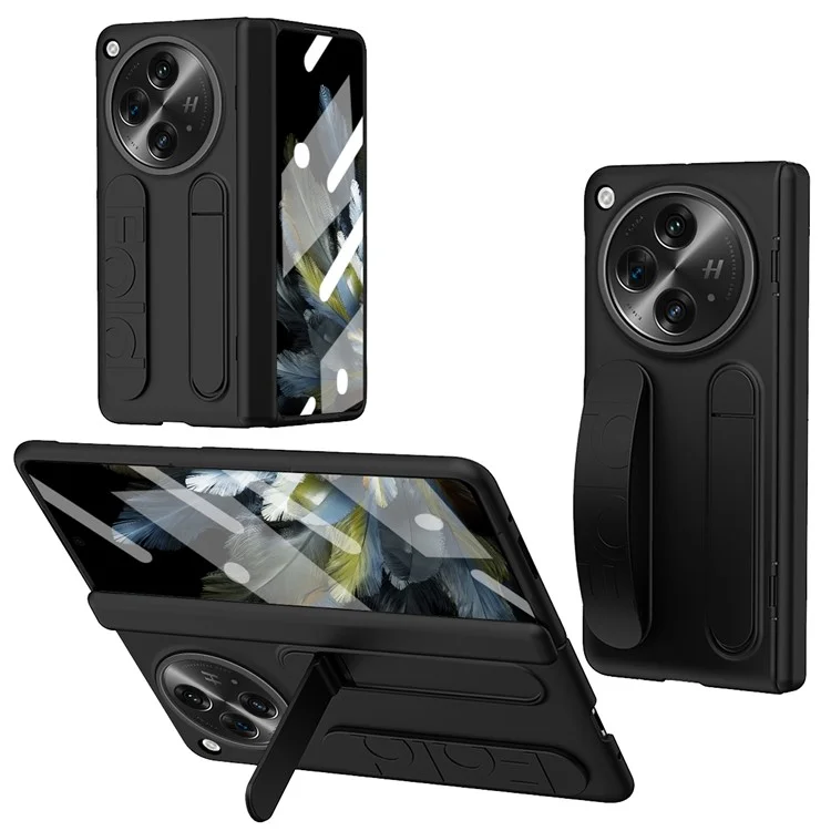 Para Oppo, Encontre a Capa do Telefone de Pulseira PC de Estojo N3 5g Com Filmes de Vidro Temperado - Preto