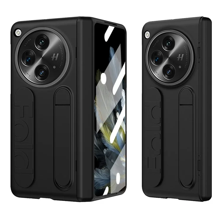 Para Oppo, Encontre a Capa do Telefone de Pulseira PC de Estojo N3 5g Com Filmes de Vidro Temperado - Preto