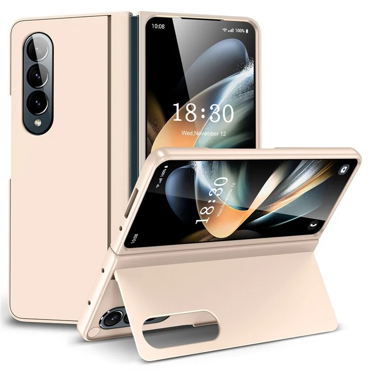 Comprar a Granel Para Samsung Galaxy Z Fold4 5G Case de Cajas de Choque PC+PU Cubierta Del Teléfono de Kickstand - Rosa
