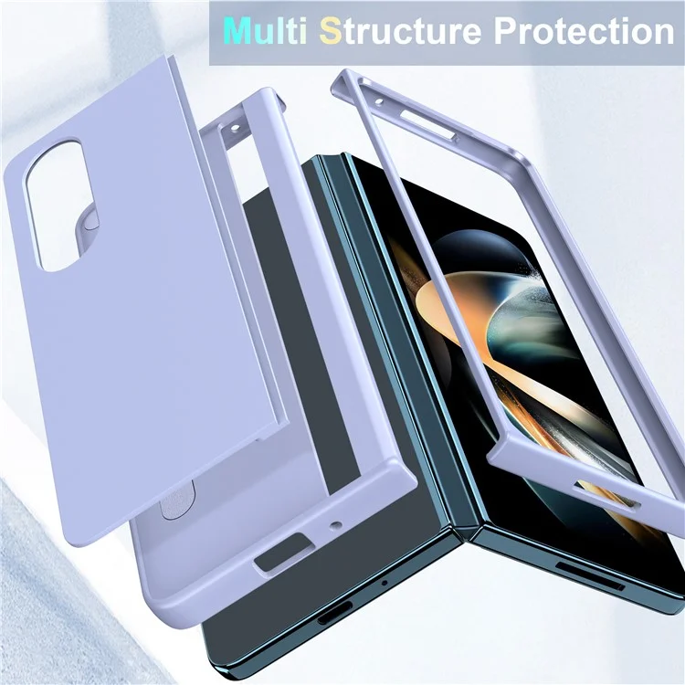 Comprar a Granel Para Samsung Galaxy Z Fold4 5G Case de Cajas de Choque PC+PU Cubierta Del Teléfono de Kickstand - Rosa