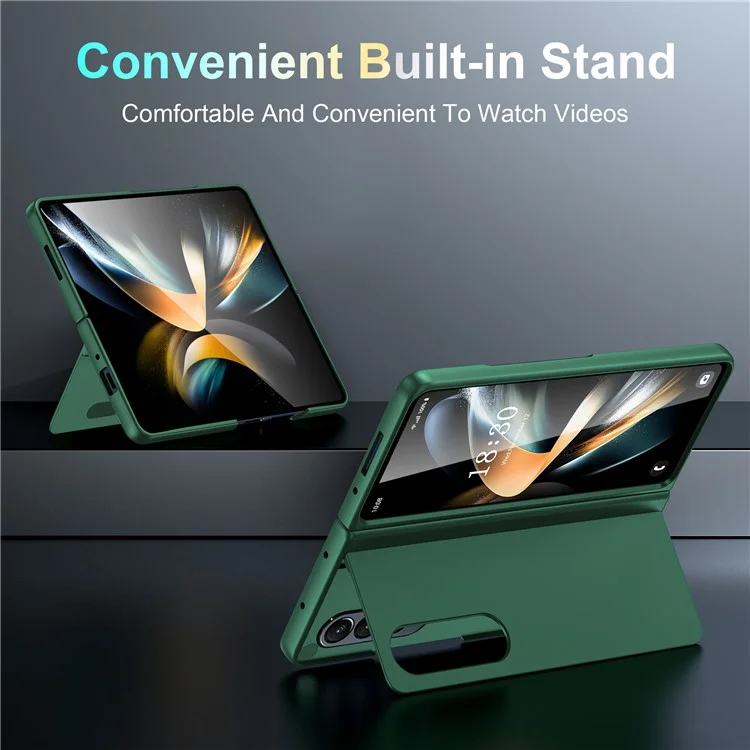 Comprar a Granel Para Samsung Galaxy Z Fold4 5G Case de Cajas de Choque PC+PU Cubierta Del Teléfono de Kickstand - Rosa