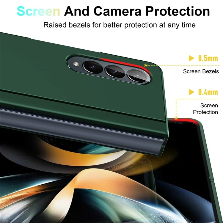 Comprar a Granel Para Samsung Galaxy Z Fold4 5G Case de Cajas de Choque PC+PU Cubierta Del Teléfono de Kickstand - Rosa